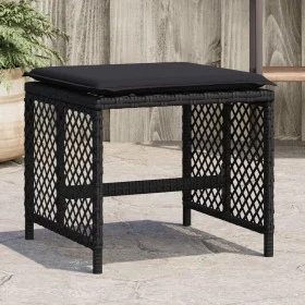 Taburetes de jardín con cojines 4 uds ratán PE negro 41x41x36cm de , Otomanas de exterior - Ref: Foro24-365049, Precio: 95,36...