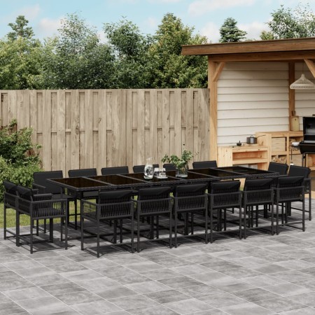 Set de muebles jardín 17 pzas con cojines ratán sintético negro de , Conjuntos de jardín - Ref: Foro24-3211603, Precio: 942,0...