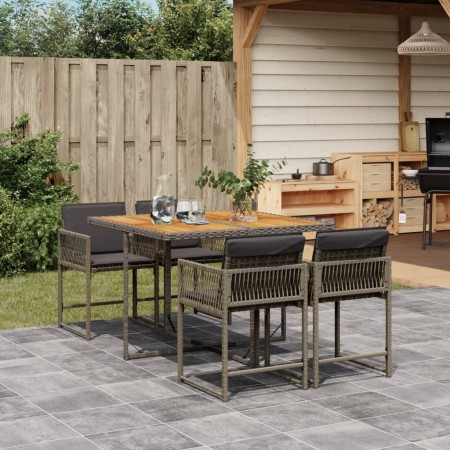 Set comedor de jardín 5 piezas con cojines ratán sintético gris de , Conjuntos de jardín - Ref: Foro24-3211442, Precio: 281,3...