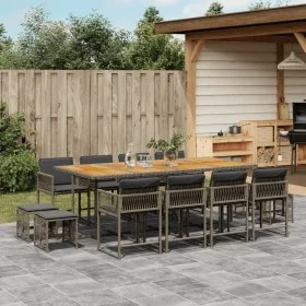 Set comedor de jardín con cojines 13 pzas ratán sintético gris de , Conjuntos de jardín - Ref: Foro24-3211526, Precio: 727,23...
