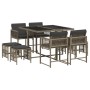 Set comedor jardín 9 pzas y cojines ratán sintético gris de , Conjuntos de jardín - Ref: Foro24-3211496, Precio: 347,22 €, De...
