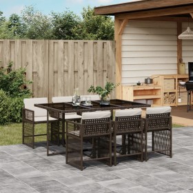 Set comedor de jardín 7 pzas con cojines ratán sintético marrón de , Conjuntos de jardín - Ref: Foro24-3211629, Precio: 414,3...