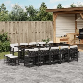 Set comedor de jardín con cojines 15 pzas ratán sintético negro de , Conjuntos de jardín - Ref: Foro24-3211710, Precio: 819,4...