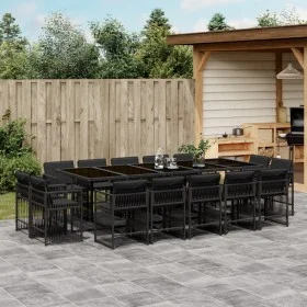 Set comedor de jardín con cojines 15 pzas ratán sintético negro de , Conjuntos de jardín - Ref: Foro24-3211771, Precio: 984,4...