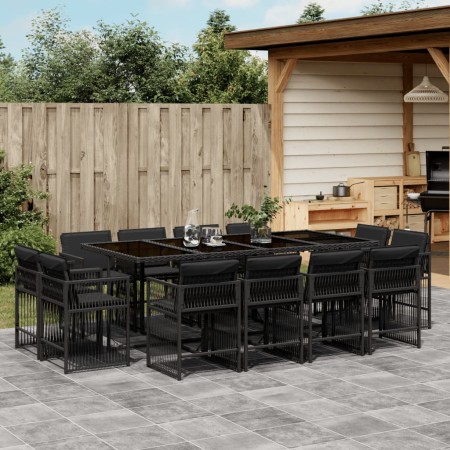 Set comedor de jardín con cojines 13 pzas ratán sintético negro de , Conjuntos de jardín - Ref: Foro24-3211759, Precio: 767,0...