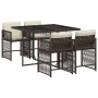 Set comedor de jardín 5 piezas y cojines ratán sintético marrón de , Conjuntos de jardín - Ref: Foro24-3211617, Precio: 277,2...
