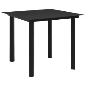 Mesa de comedor de jardín acero y vidrio negra 80x80x74 cm de vidaXL, Mesas de jardín - Ref: Foro24-312161, Precio: 113,89 €,...