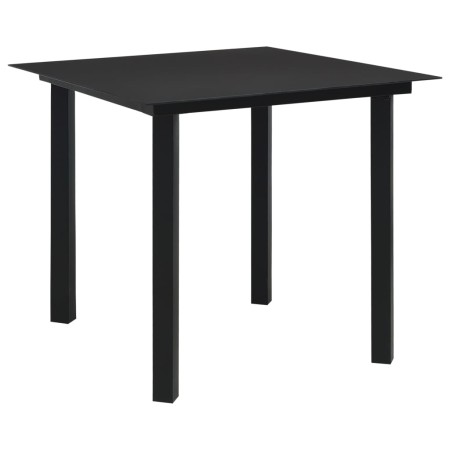 Mesa de comedor de jardín acero y vidrio negra 80x80x74 cm de vidaXL, Mesas de jardín - Ref: Foro24-312161, Precio: 115,76 €,...