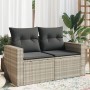 Sofá de jardín con cojines 2 plazas ratán sintético gris claro de , Sofás de exterior - Ref: Foro24-366184, Precio: 163,48 €,...