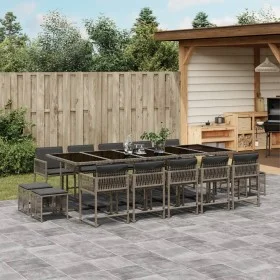 Set comedor de jardín con cojines 15 pzas ratán sintético gris de , Conjuntos de jardín - Ref: Foro24-3211532, Precio: 855,72...