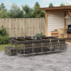 Set comedor de jardín con cojines 15 pzas ratán sintético gris de , Conjuntos de jardín - Ref: Foro24-3211532, Precio: 770,38...