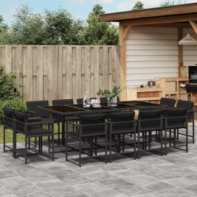 Set comedor de jardín con cojines 13 pzas ratán sintético negro de , Conjuntos de jardín - Ref: Foro24-3211579, Precio: 712,6...