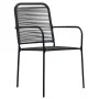 Sillas de jardín 4 unidades cuerda de algodón y acero negro de vidaXL, Sillas de jardín - Ref: Foro24-312156, Precio: 201,01 ...