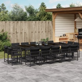 Set comedor de jardín con cojines 15 pzas ratán sintético negro de , Conjuntos de jardín - Ref: Foro24-3211591, Precio: 827,3...