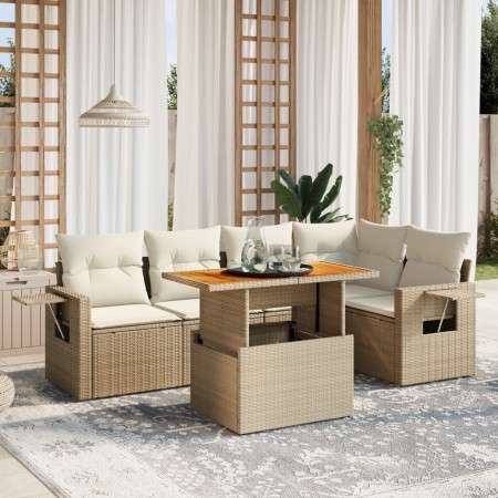 Juego de sofás jardín con cojines 6 pzas ratán sintético beige de , Conjuntos de jardín - Ref: Foro24-3271744, Precio: 444,43...