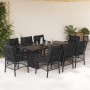 Set de comedor de jardín 9 pzas y cojines ratán sintético negro de , Conjuntos de jardín - Ref: Foro24-3212057, Precio: 855,9...