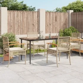 Set comedor de jardín 5 pzas con cojines ratán sintético beige de , Conjuntos de jardín - Ref: Foro24-3213627, Precio: 400,44...