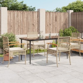 Set comedor de jardín 5 pzas con cojines ratán sintético beige de , Conjuntos de jardín - Ref: Foro24-3213627, Precio: 371,11...
