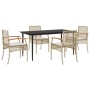 Set comedor de jardín 5 pzas con cojines ratán sintético beige de , Conjuntos de jardín - Ref: Foro24-3213627, Precio: 371,11...