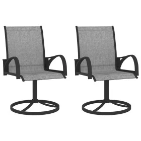 Sillas giratorias de jardín 2 uds textilene y acero gris de vidaXL, Sillas de jardín - Ref: Foro24-312167, Precio: 200,11 €, ...