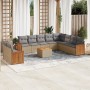 Set de sofás de jardín 11pzas con cojines ratán sintético beige en Conjuntos de jardín | Comprar online en Foru.es