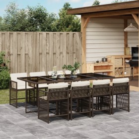 Set comedor para jardín 9 pzas y cojines ratán sintético marrón de , Conjuntos de jardín - Ref: Foro24-3211641, Precio: 580,4...