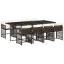 Set comedor para jardín 9 pzas y cojines ratán sintético marrón de , Conjuntos de jardín - Ref: Foro24-3211641, Precio: 580,4...