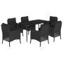 Set de comedor de jardín 7 pzas y cojines ratán sintético negro de , Conjuntos de jardín - Ref: Foro24-3211924, Precio: 739,9...