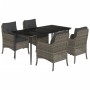 Set comedor de jardín 5 piezas con cojines ratán sintético gris de , Conjuntos de jardín - Ref: Foro24-3211951, Precio: 591,9...
