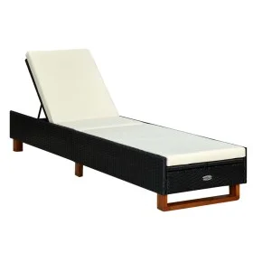 Tumbona con cojín de ratán sintético negro de vidaXL, Tumbonas - Ref: Foro24-310472, Precio: 145,13 €, Descuento: %