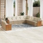 Set de sofás de jardín 11pzas con cojines ratán sintético beige en Conjuntos de jardín | Comprar online en Foru.es