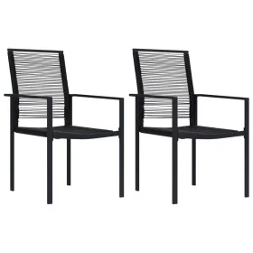 Sillas de jardín 2 unidades ratán de PVC negro de vidaXL, Sillas de jardín - Ref: Foro24-312171, Precio: 93,79 €, Descuento: %
