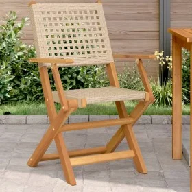 Sillas de jardín 2 uds madera maciza de acacia ratán PE beige de , Sillas de jardín - Ref: Foro24-367665, Precio: 132,66 €, D...