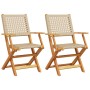 Sillas de jardín 2 uds madera maciza de acacia ratán PE beige de , Sillas de jardín - Ref: Foro24-367665, Precio: 134,96 €, D...