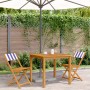 Sillas de bistró 2 uds madera maciza acacia y tela azul blanco de , Sillas de jardín - Ref: Foro24-367686, Precio: 85,70 €, D...