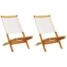 Sillas de jardín 2 uds madera maciza acacia y tela crema blanco de , Sillas de jardín - Ref: Foro24-367690, Precio: 110,34 €,...