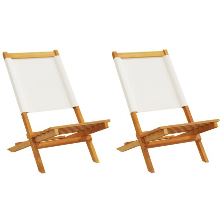 Sillas de jardín 2 uds madera maciza acacia y tela crema blanco de , Sillas de jardín - Ref: Foro24-367690, Precio: 112,49 €,...