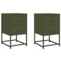 Mesitas de noche 2 unidades acero verde oliva 36x39x60,5 cm de , Mesitas de noche - Ref: Foro24-846467, Precio: 94,28 €, Desc...