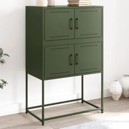 Aparador de acero verde oliva 68,5x38,5x107 cm de , Aparadores - Ref: Foro24-846486, Precio: 110,38 €, Descuento: %