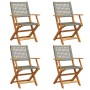 Sillas de jardín plegables 6 uds madera maciza y ratán PE gris de , Sillas de jardín - Ref: Foro24-3214559, Precio: 260,84 €,...