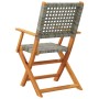 Sillas de jardín plegables 6 uds madera maciza y ratán PE gris de , Sillas de jardín - Ref: Foro24-3214559, Precio: 260,84 €,...