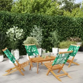 Sillas de jardín reclinables 4 uds madera maciza y tela verde de , Sillas de jardín - Ref: Foro24-3214649, Precio: 210,77 €, ...