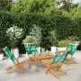 Sillas de jardín reclinables 4 uds madera maciza y tela verde de , Sillas de jardín - Ref: Foro24-3214649, Precio: 214,74 €, ...