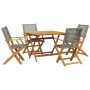 Set de comedor de jardín 5 piezas ratán PE madera maciza gris de , Conjuntos de jardín - Ref: Foro24-3281827, Precio: 386,38 ...