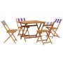 Set de comedor de jardín 5 pzas tela madera maciza azul blanco de , Conjuntos de jardín - Ref: Foro24-3281789, Precio: 289,25...