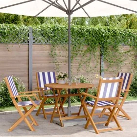 Set de comedor de jardín 5 pzas tela madera maciza azul blanco de , Conjuntos de jardín - Ref: Foro24-3281825, Precio: 293,15...