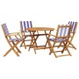Set de comedor de jardín 5 pzas tela madera maciza azul blanco de , Conjuntos de jardín - Ref: Foro24-3281825, Precio: 320,12...
