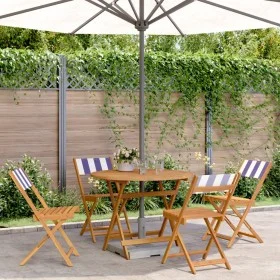 Set de comedor de jardín 5 pzas tela madera maciza azul blanco de , Conjuntos de jardín - Ref: Foro24-3281777, Precio: 250,28...