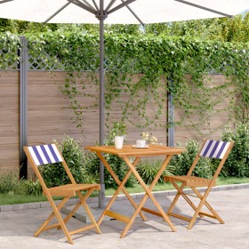 Juego de bistro de 3 piezas tela y madera maciza azul y blanco de , Conjuntos de jardín - Ref: Foro24-3281873, Precio: 154,25...