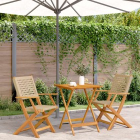 Juego de bistro de 3 piezas ratán PE y madera maciza beige de , Conjuntos de jardín - Ref: Foro24-3281804, Precio: 188,69 €, ...